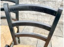 Set Of 4 Ebonized Italian Rush  Seated Ladder Back Chairs
