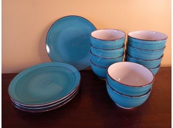 Royal Norfolk Teal Plates And Bowls