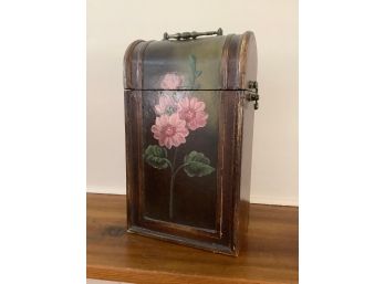 Wooden Floral Painted Wine Bottle Box