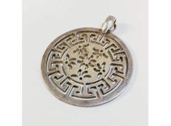 *Large Round Aztec Design Italy Sterling Silver Pendant