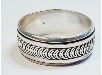 New Half Moon Design Sterling Silver 2 Layered  'Spinner' Ring Large Size: 11.5