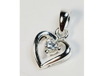 Small Sterling Silver Studded Heart Pendant