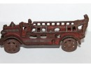 Original Antique Cast Iron Toy Firetruck With Two Firemen - As Found