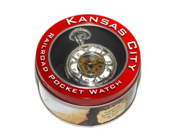Never Used Kansas City Railroad Pocket Watch In Tin Case