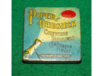 Early Piper Heidsieck Chewing Tobacco Tin Litho Case Including Tobacco