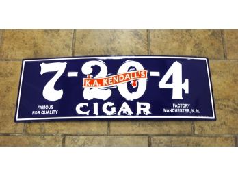 Vintage K.A. Kendalls 7-20-4 Metal Cigar Advertising Sign