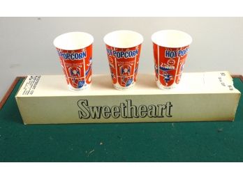 Full Box Of Vintage Sweetheart Hot Popcorn Paper Circus Cups