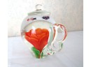 GLASS FLORAL ENCASED PAPERWEIGHT PITCHER