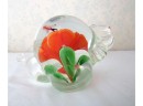 GLASS FLORAL ENCASED PAPERWEIGHT PITCHER