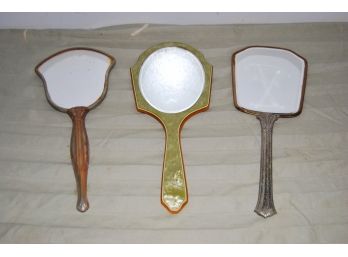 Three Early 1900's Handheld Mirrors
