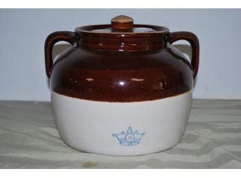 Vintage 4 Qt Blue Crown #4 Bean Pot