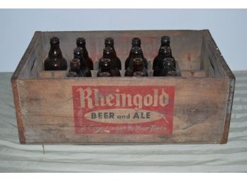 1940's Rheingold Beer And Ale Case With 17 Bottles