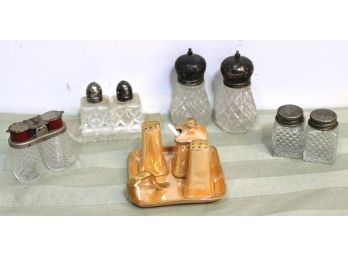 Grouping Glass Salt And Pepper Shakers With Japanede Ceramic Hard Boiled Egg Condiment Set
