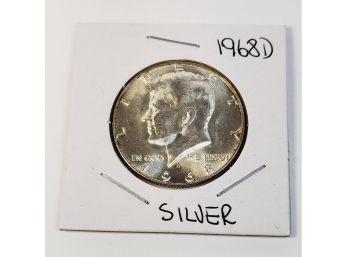 1968-D Kennedy Half Dollar Silver  Uncirculated (a Little Toning On Bottom )