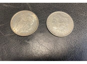 2 Morgan  Silver  Dollars  1, 1880 , 1, 1889-0 Condition