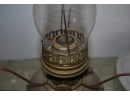 Early 1900's Keroscene Lamp - Metal Base With Aladdin Burner And Shade