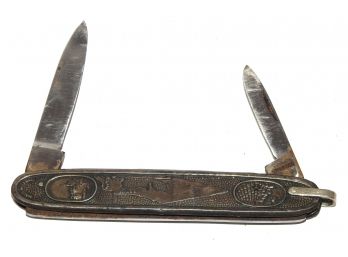1960s 5 Inch Ornate 2 Blade Folding Knife Made In Israel