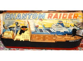 1960s HUGE 30 Inch  Ideal Phantom Raider Battery Operated Freight Ship Turn Warship Original Box