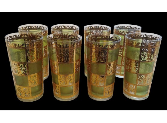 Set Of 8 Vintage Mid Century Culver Highball Drinking Glasses