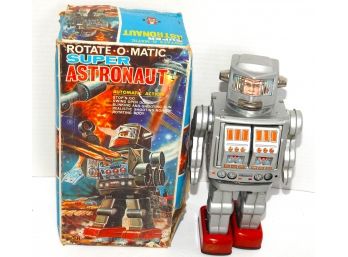 1960's ROTAT-O-MATIC SUPER ASTRONAUT Tin Robot -Japan -Amico Horikawa In Orig Box