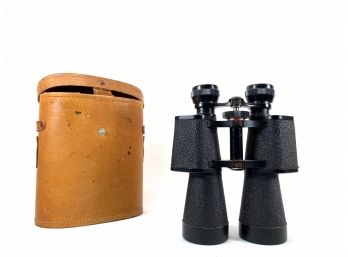 Vintage - 7x50 Four Star Omega Binoculars In Original Leather Case *