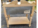 Rare STANLEY FURNITURE Chalais Collection Country French Solid Knotty Pine And Wicker Side Table