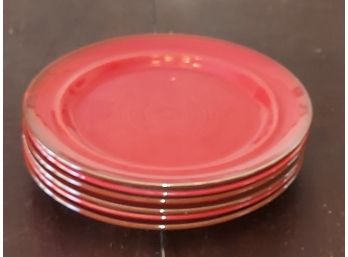 Set Of 6 Poppytrail Flamingo Red 11' Dinner Plates