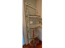 White Metal Bakers Rack 24x15x77 4 Shelves With Brass Accents