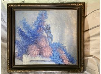 Signed Claudia  Mackenzie, Nude Statue Painting, Framed Oil Painting On Canvas,  28x26 Inches,
