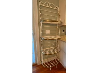 White Metal Bakers Rack 24x15x77 4 Shelves With Brass Accents