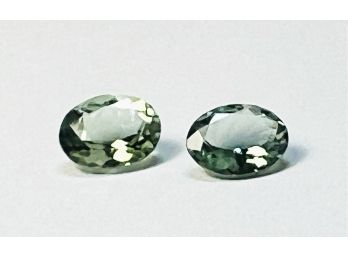 3.5 Carat TW Matched Pair---8x6mm Oval Cut Prasiolite (Green Amethyst)  Loose Gemstones