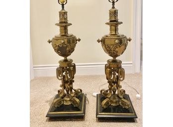 Pair Of 19th Century, Electrified Oil Lamps
