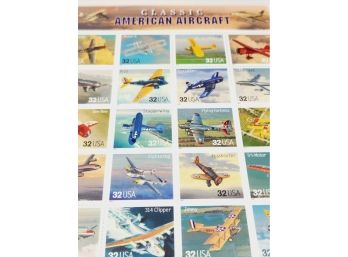 1996 Classic American Aircraft Stamps Full Sheet - 32 Cents (20 Stamps) Sealed