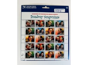 SEALED Legends Of American Music BROADWAY SONGWRITERS 33 Cent Full Sheet Of 20 Stamps