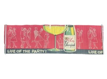 Vintage 1950s Corregated Champagne Advertising Bar Sign 62' X 19'