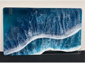 Stunning Ocean Wave Resin Artwork On Custom Cut Plexiglass Signed By Artist