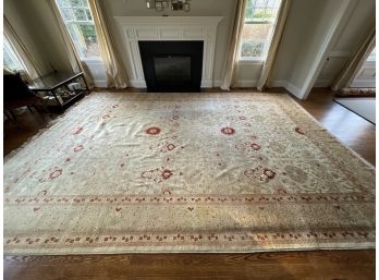 Finely Hand Knotted Wool 17' X 12' Safavieh Pakistani Rug- Peshawar 244A Gold & Ivory