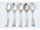 Set Of 5 Sterling Monogramed F L WIlson Spoons