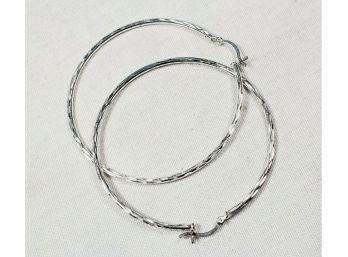 Large 1.5  Inch Sterling Silver Hoop Earrings
