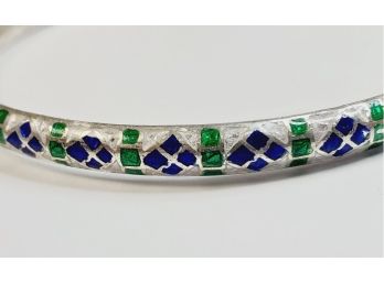 Stackable  Colorful Enamel Sterling Silver Bangle Bracelet (new)