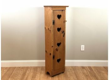 A Vintage Country Cabinet With Heart Cut-outs, Tall & Narrow