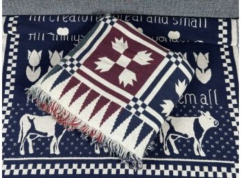 A Pair Of Vintage Throw Blankets With A Country Farmhouse Feel