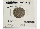 1894 Austrian Hungarian Empire  10 Heller Coin