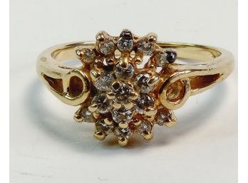 WOW.....14k Yellow Gold Studded Cluster Ring