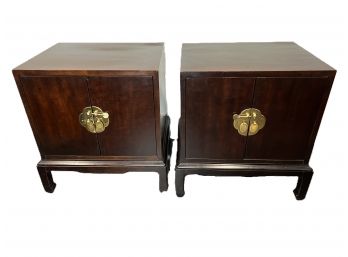 Pair Of Michael Taylor For Henredon Asian Style Nightstands