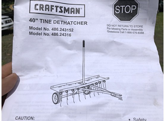 Craftsman 40' Tine Dethatcher, New In Box