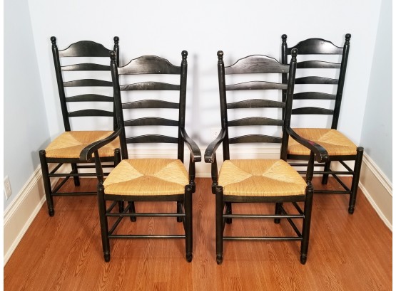 Set/4 Vintage Ladder Back Rush Seated Chairs