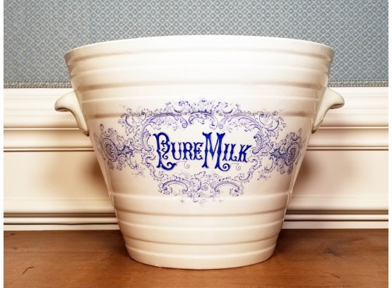 Antique English 'Pure Milk' Ceramic Dairy Pail 1/2
