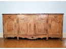 Vintage French Provincial Carved Oak And Marble Top Credenza