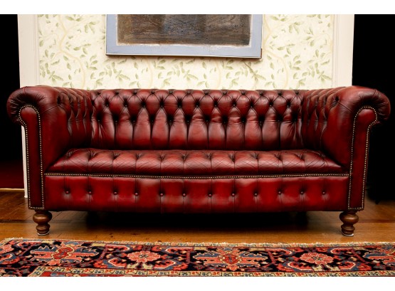 Vintage Oxblood Red Tufted Leather, Oxblood Red Leather Chesterfield Sofa
